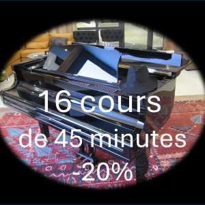 16 Cours de piano de 45 minutes pré-achetés pour enfants et ados (réduction 20%, €30,40 par cours)