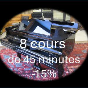 8 Cours de piano de 45 minutes pré-achetés pour enfants et ados (réduction 15%, €32,30 par cours)