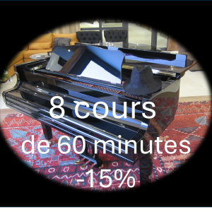 8 Cours de piano d'une heure pré-achetés (réduction 15%, €40,80 par cours)